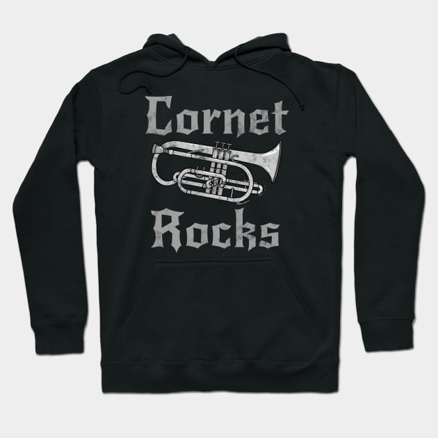Cornet Rocks, Cornetist Goth Heavy Rock Brass Musician Hoodie by doodlerob